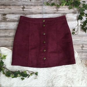4/$20 OLD NAVY Button Front Faux Suede Plum Skirt